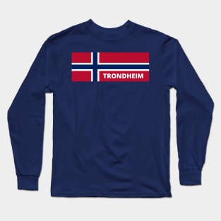 Trondheim City in Norwegian Flag Long Sleeve T-Shirt